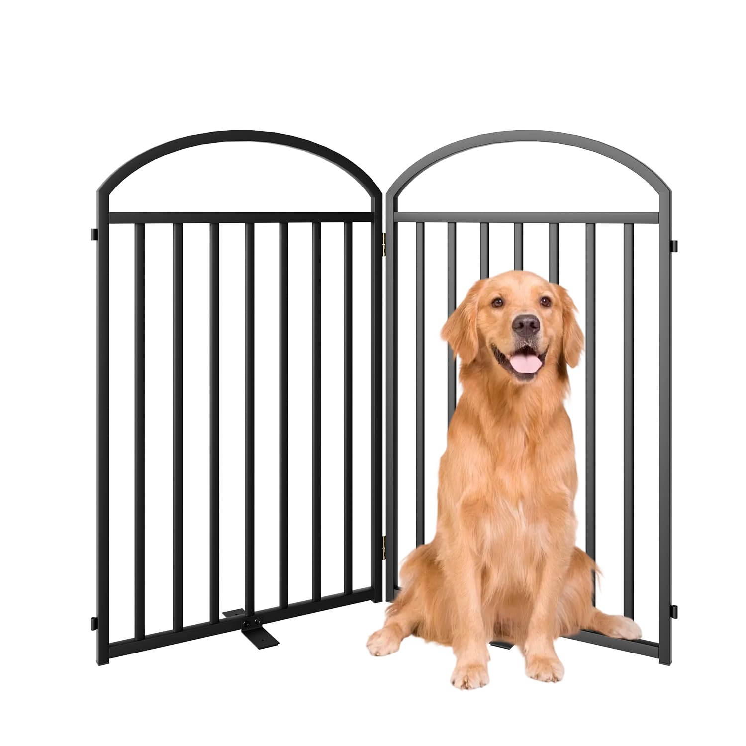 SNUOWU 2-panel gate with door, closed view, sturdy frame for safe indoor use.