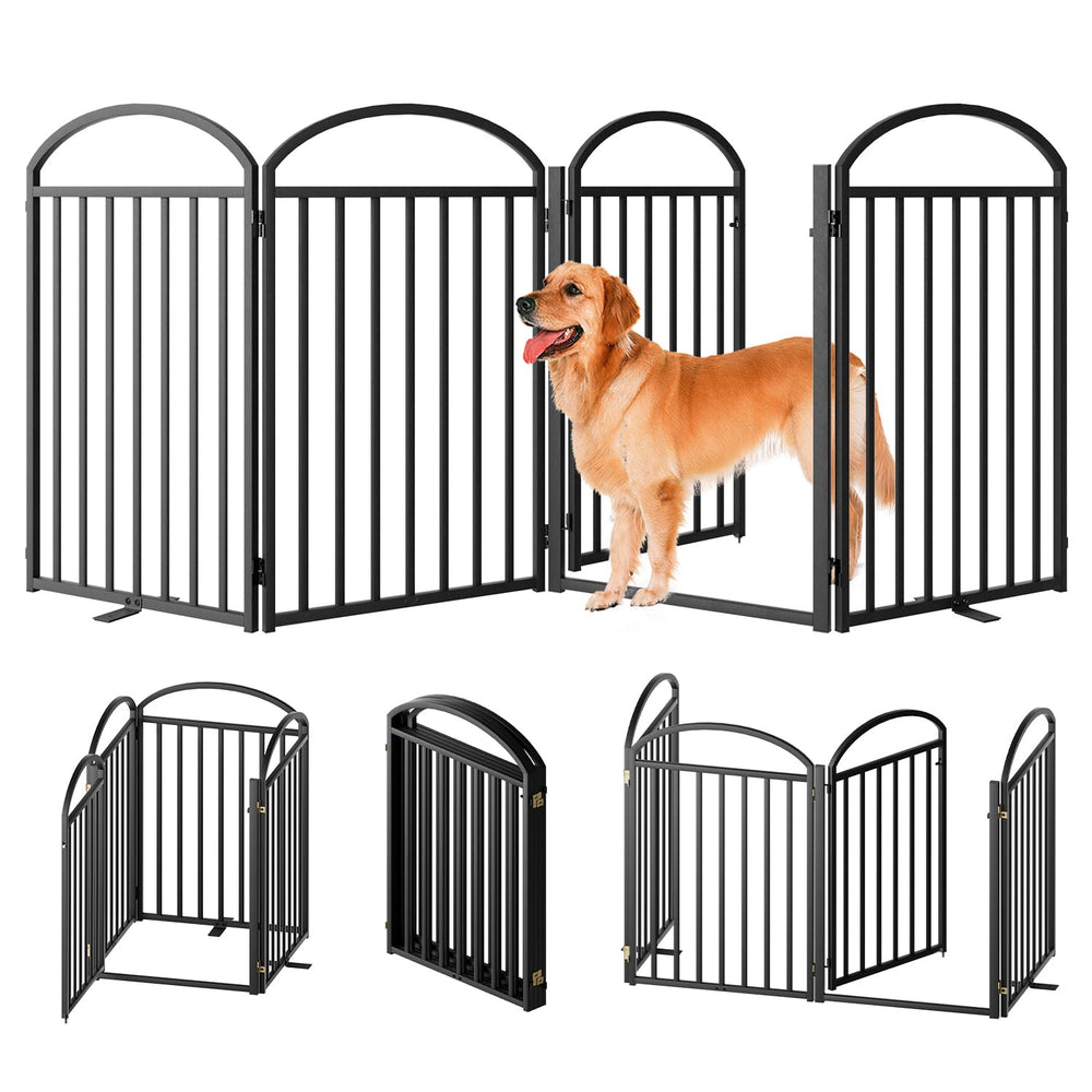 SNUOWU four-panel dog gate seen in full view for wide doorway safety