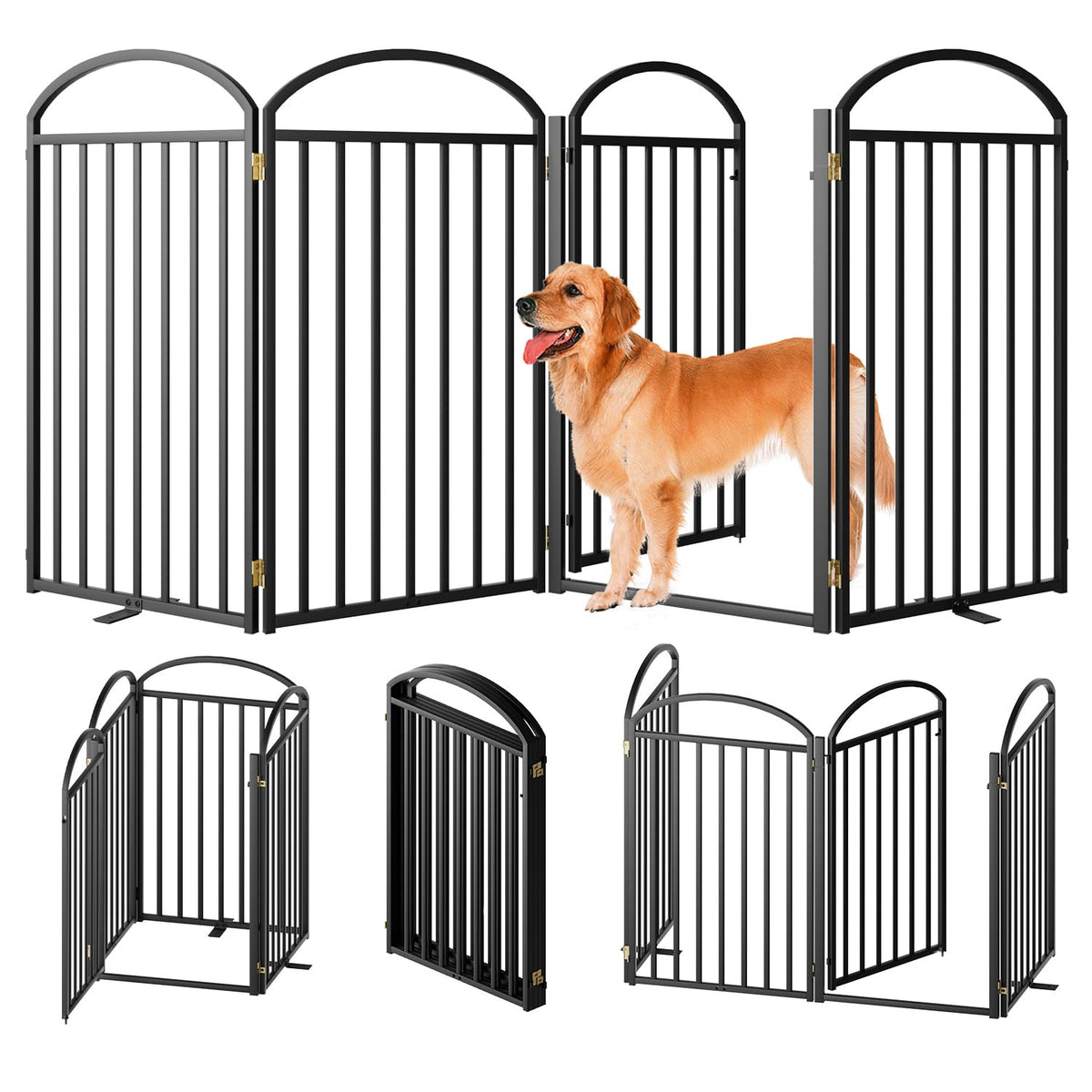 SNUOWU 4-panel gate with metal construction for strong, lasting boundary in any room.