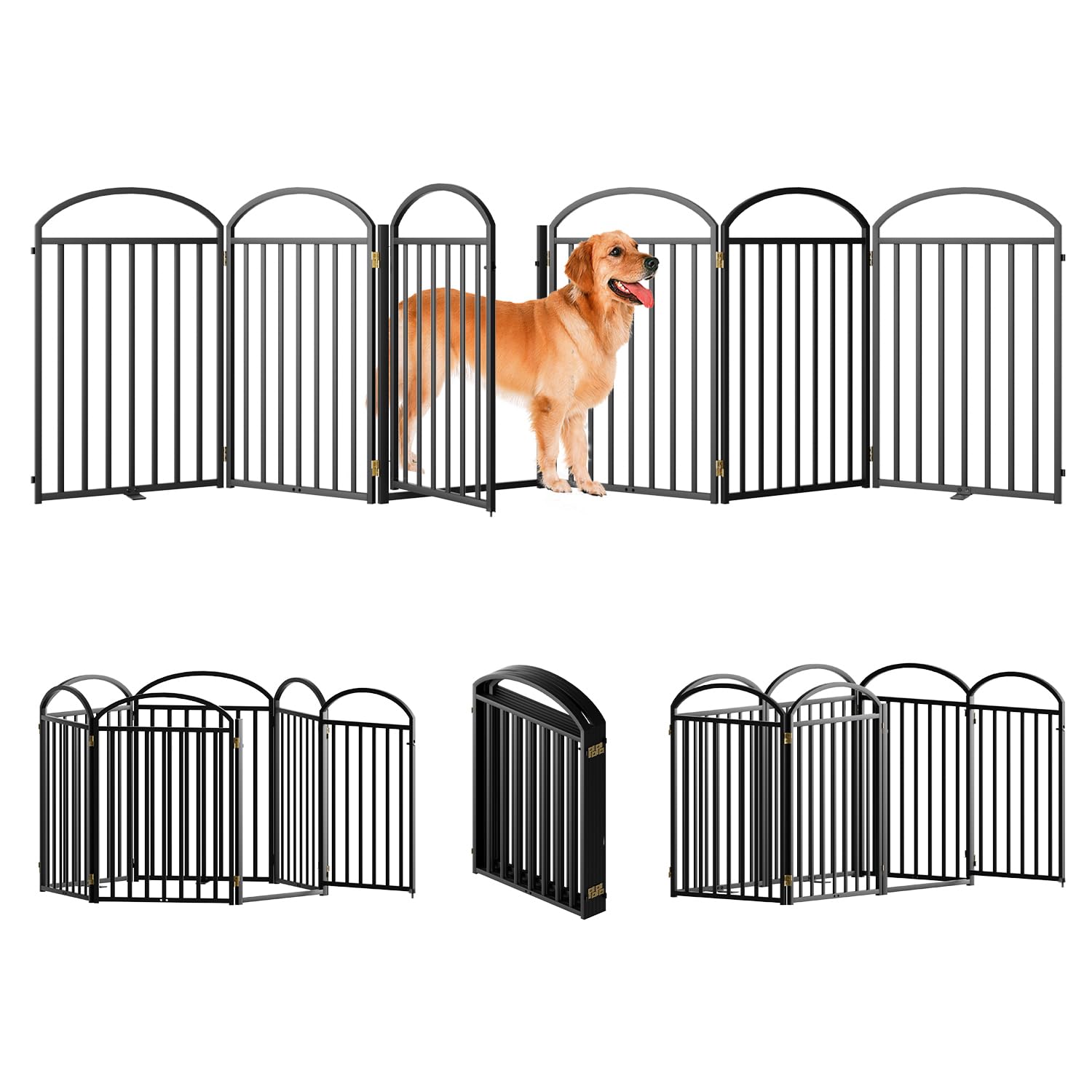 SNUOWU 6-panel freestanding dog gate in metal for versatile room separation