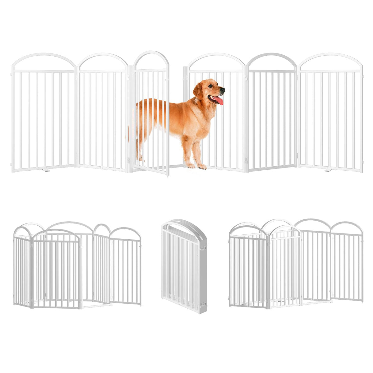 SNUOWU 6-panel full metal gate provides sturdy indoor containment for pets.