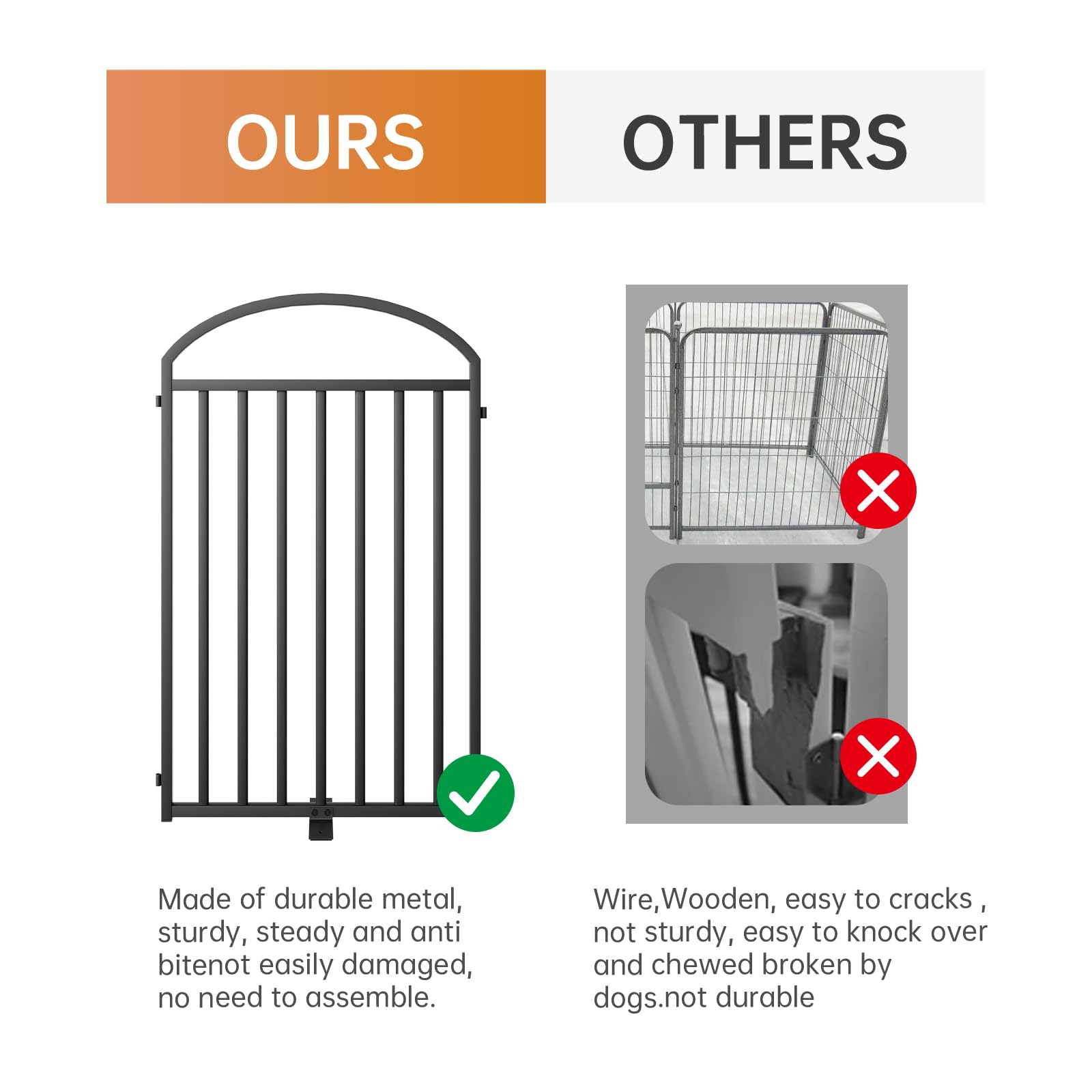 SNUOWU gate with anti-slip feet prevents tipping on various floor surfaces