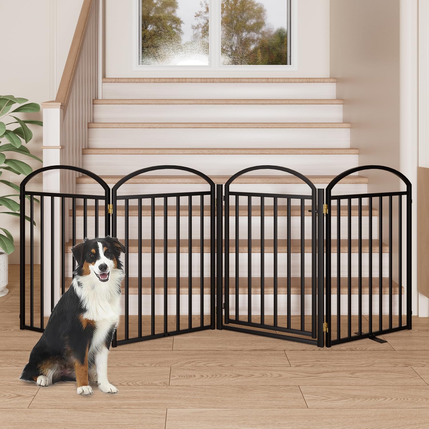 SNUOWU foldable dog gate with 360-degree hinges for flexible setup