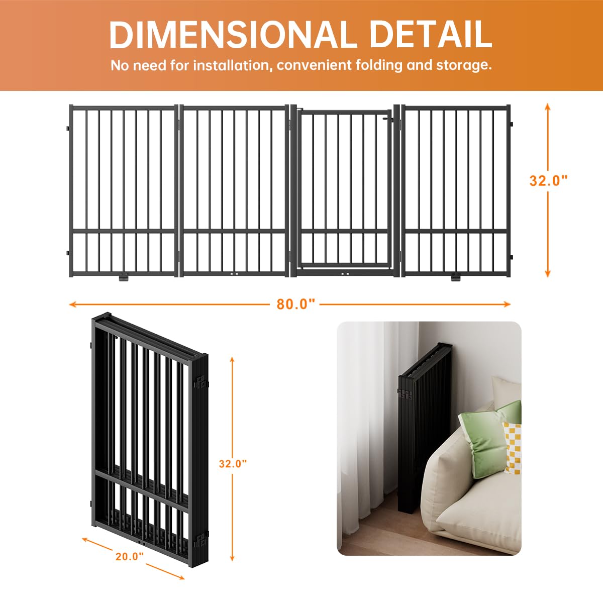 SNUOWU foldable dog gate storage for compact closet or shelf space