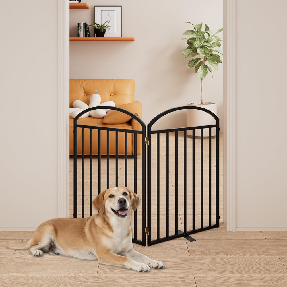 SNUOWU foldable pet gate stored compactly when not in use.