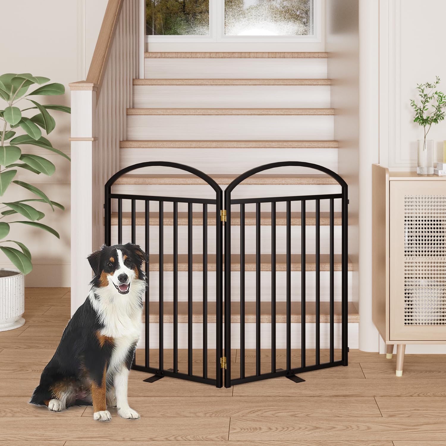 SNUOWU full metal dog gate shows solid construction for long-lasting use.