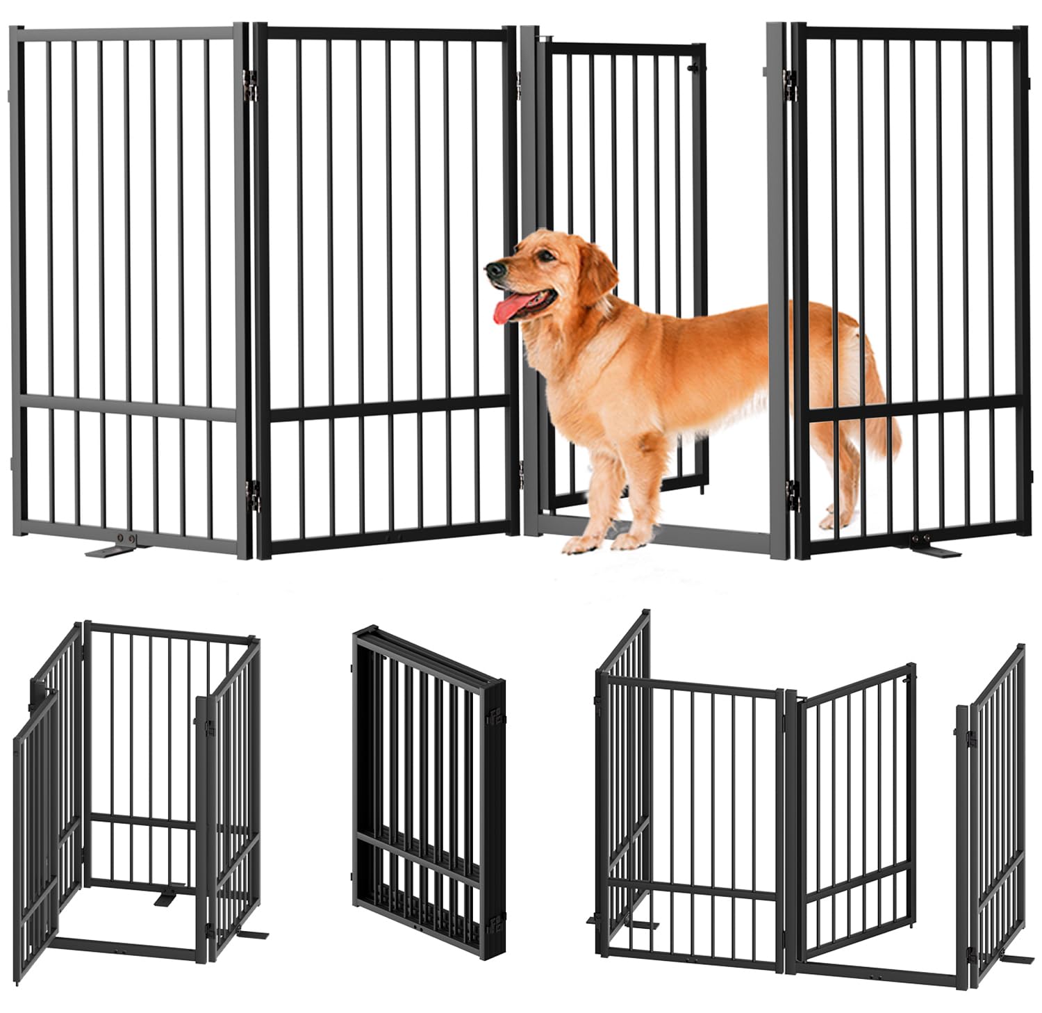 SNUOWU full metal freestanding dog gate with sturdy frame for durable indoor use