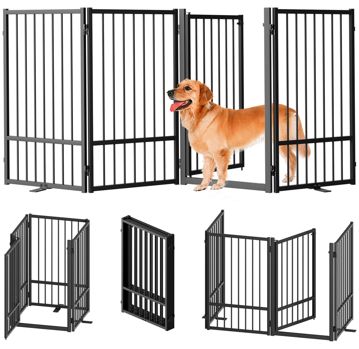 SNUOWU full metal freestanding dog gate with sturdy frame for durable indoor use