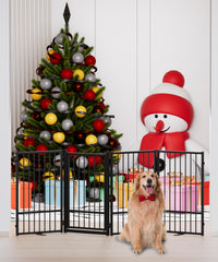SNUOWU dog gate with walk-through door showing easy access and secure closure