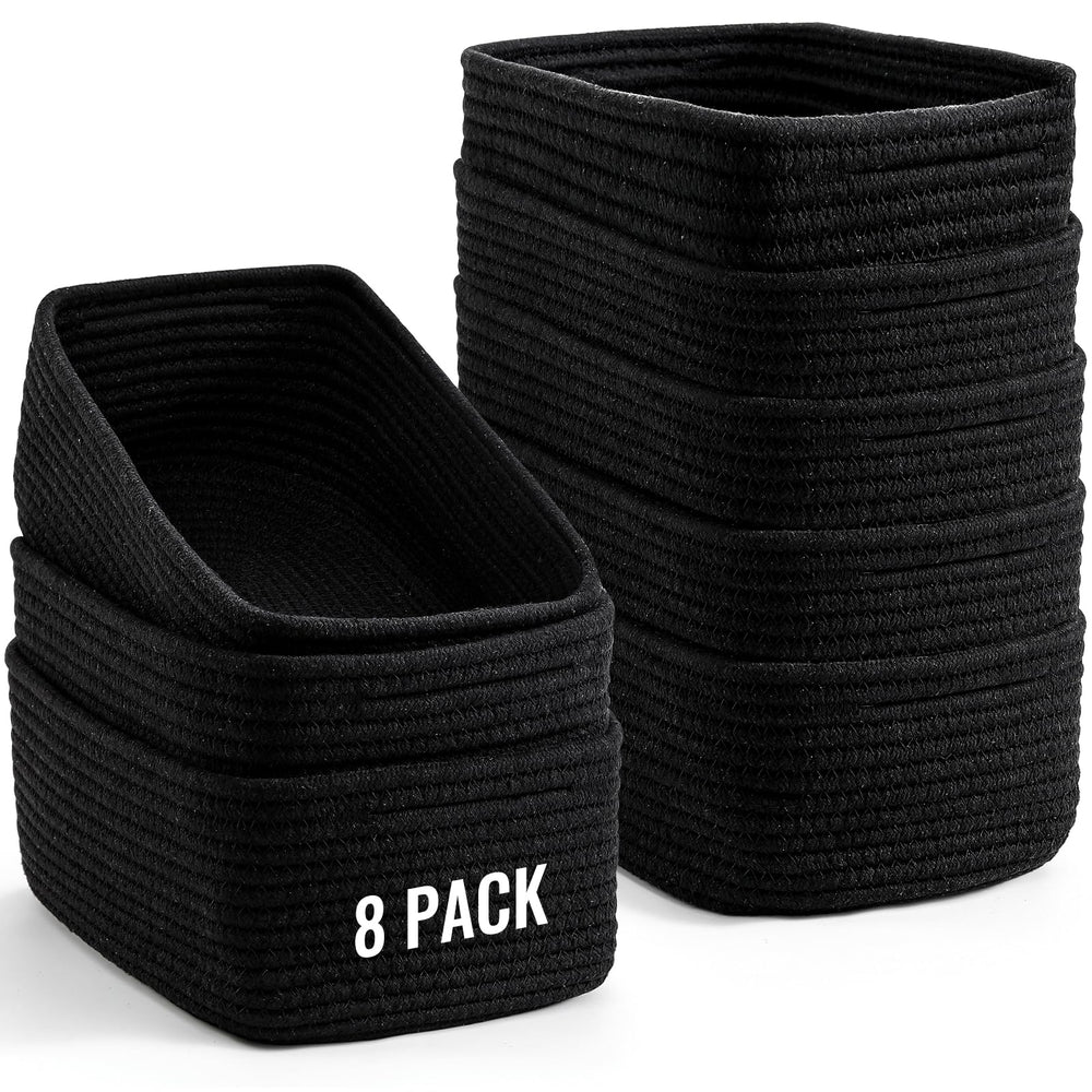 Snuvid 8-pack black storage baskets with woven texture for tidy organization