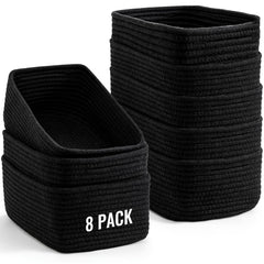 Snuvid 8-pack black storage baskets with woven texture for tidy organization