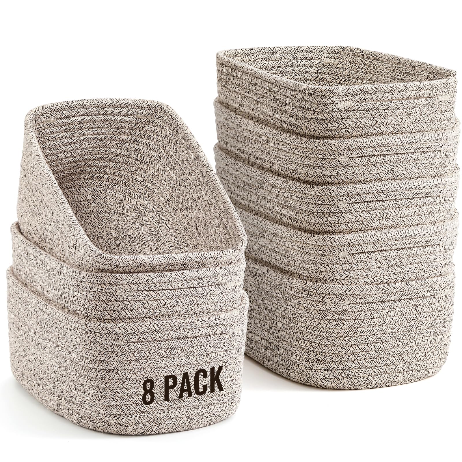 Snuvid 8-pack small storage baskets in a tidy shelf for versatile organization