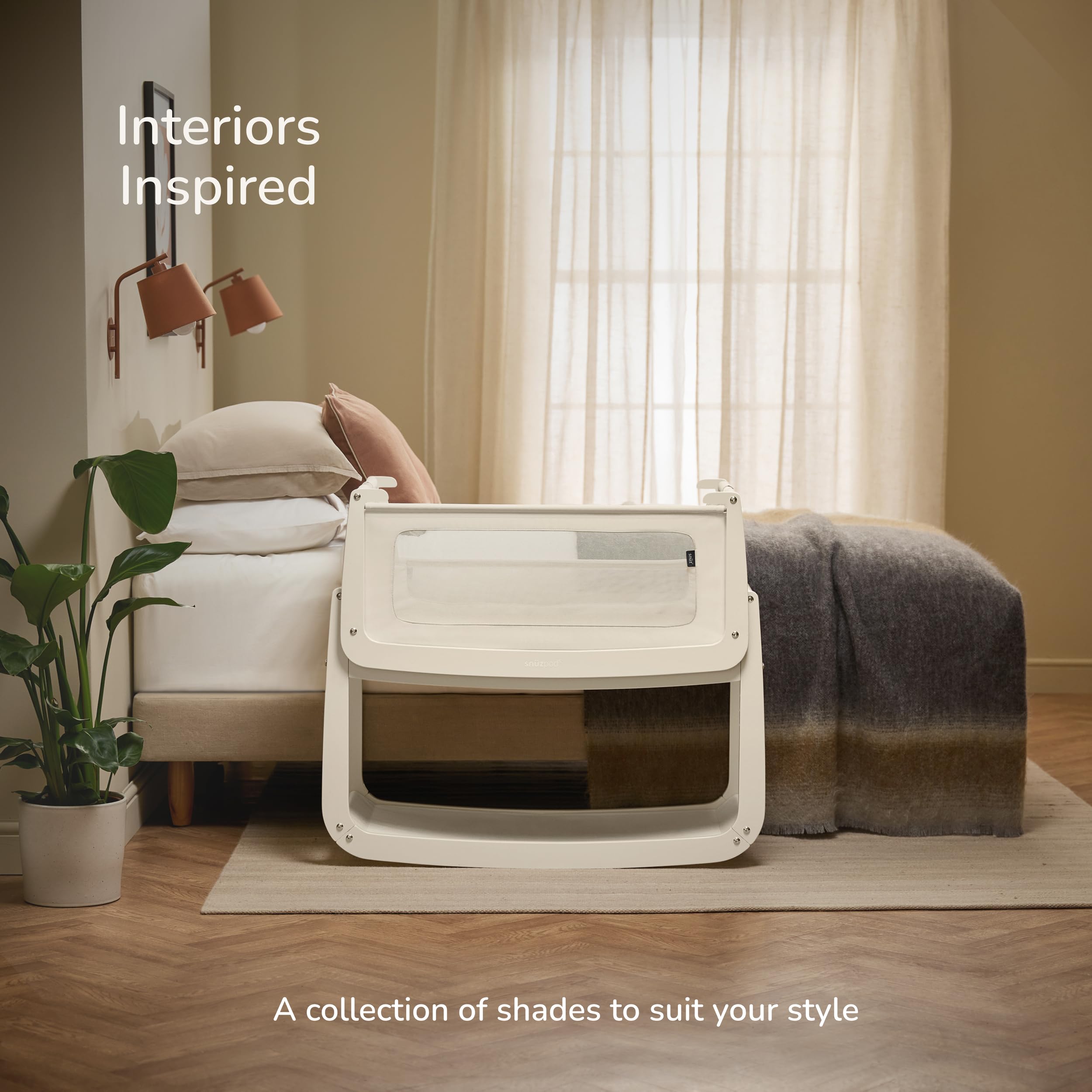 SnuzPod 5 wheels and stand allow smooth room-to-room positioning.