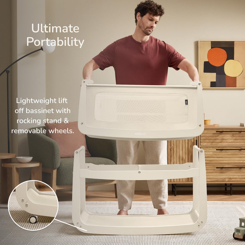 SnuzPod 5 with zip-down walls for easy, gentle night feeds.
