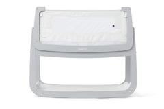 SnuzPod 4 Dove bedside bassinet setup showing compact, stylish design.