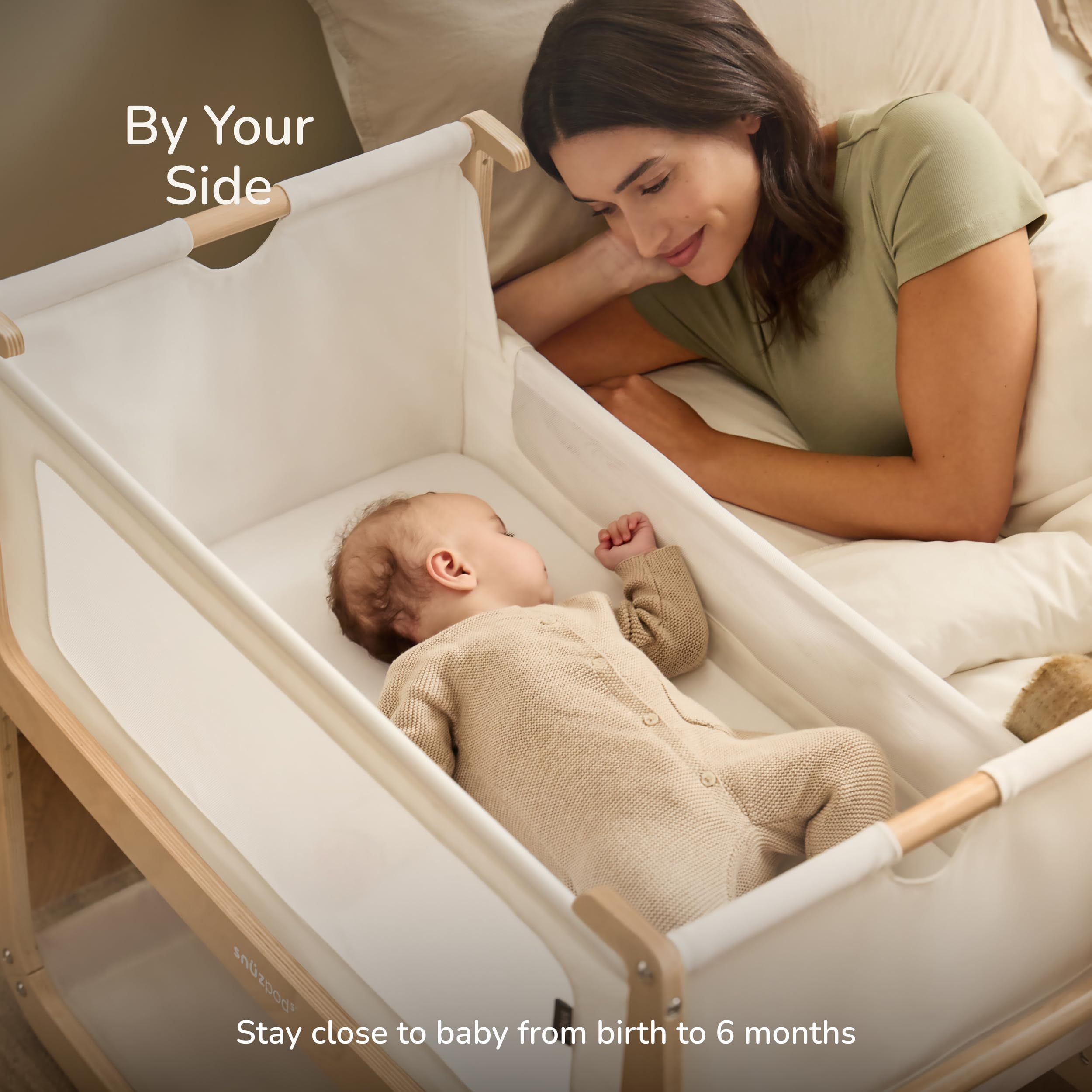 SnuzPod 5 lift-off bassinet for flexible, nearby sleep setups.