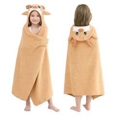 SO OQ STYLE QUARTERS brown elk hooded towel for kids, soft cotton bath companion for toddlers