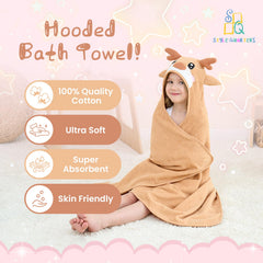 SO OQ STYLE QUARTERS elk hooded design embroidery adds playful bath time fun for kids