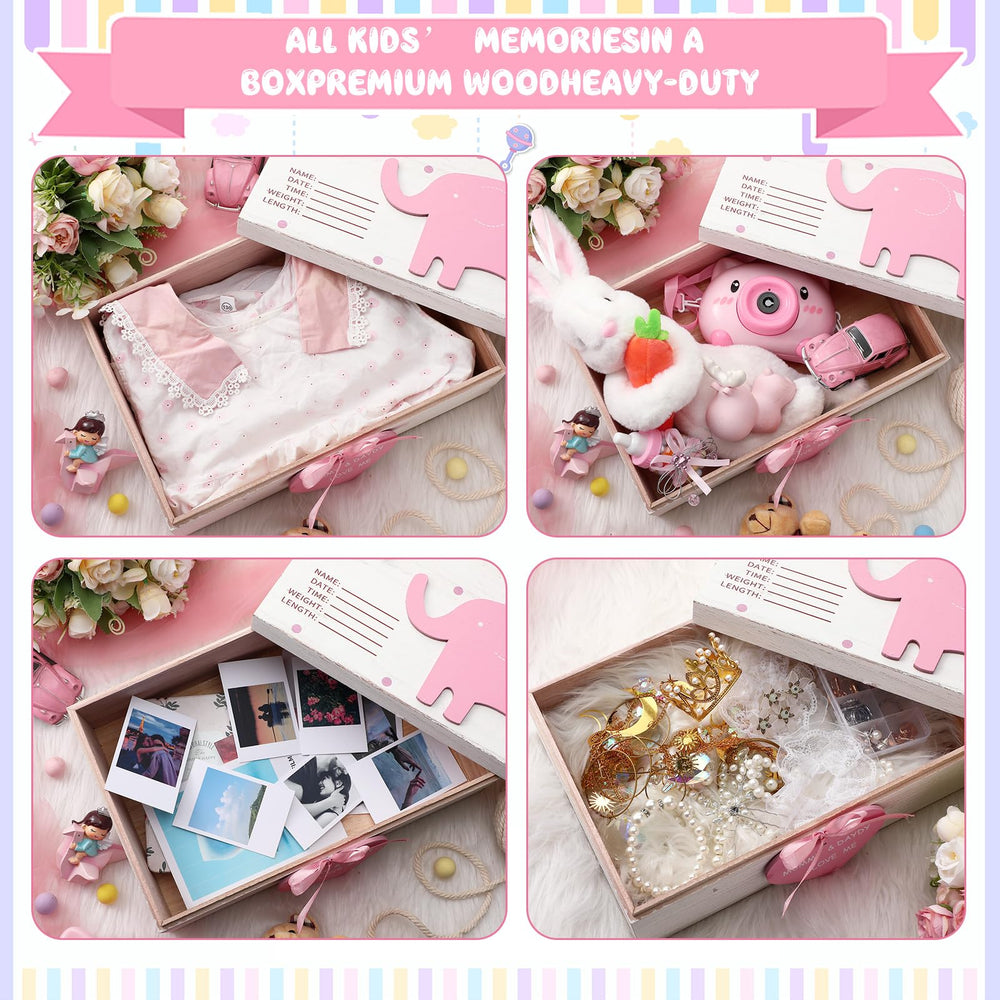 Soaoo pink elephant design highlights treasured birth details storage