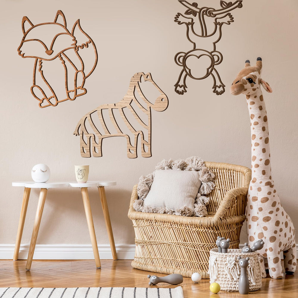 Soaoo Giraffe wall art adds friendly height and warmth to a nursery.