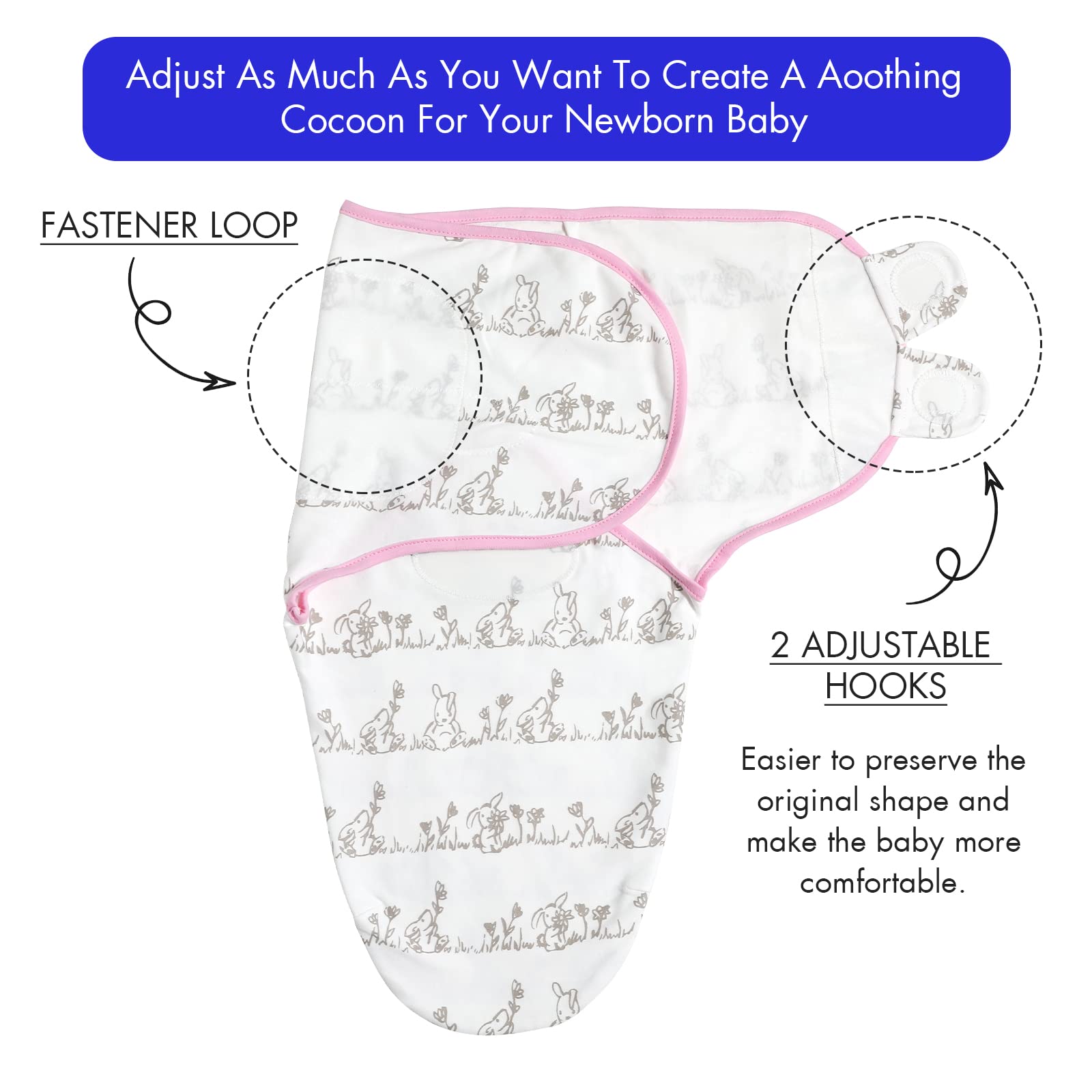 Soarwg Kids adjustable Velcro swaddle for a secure wrap.