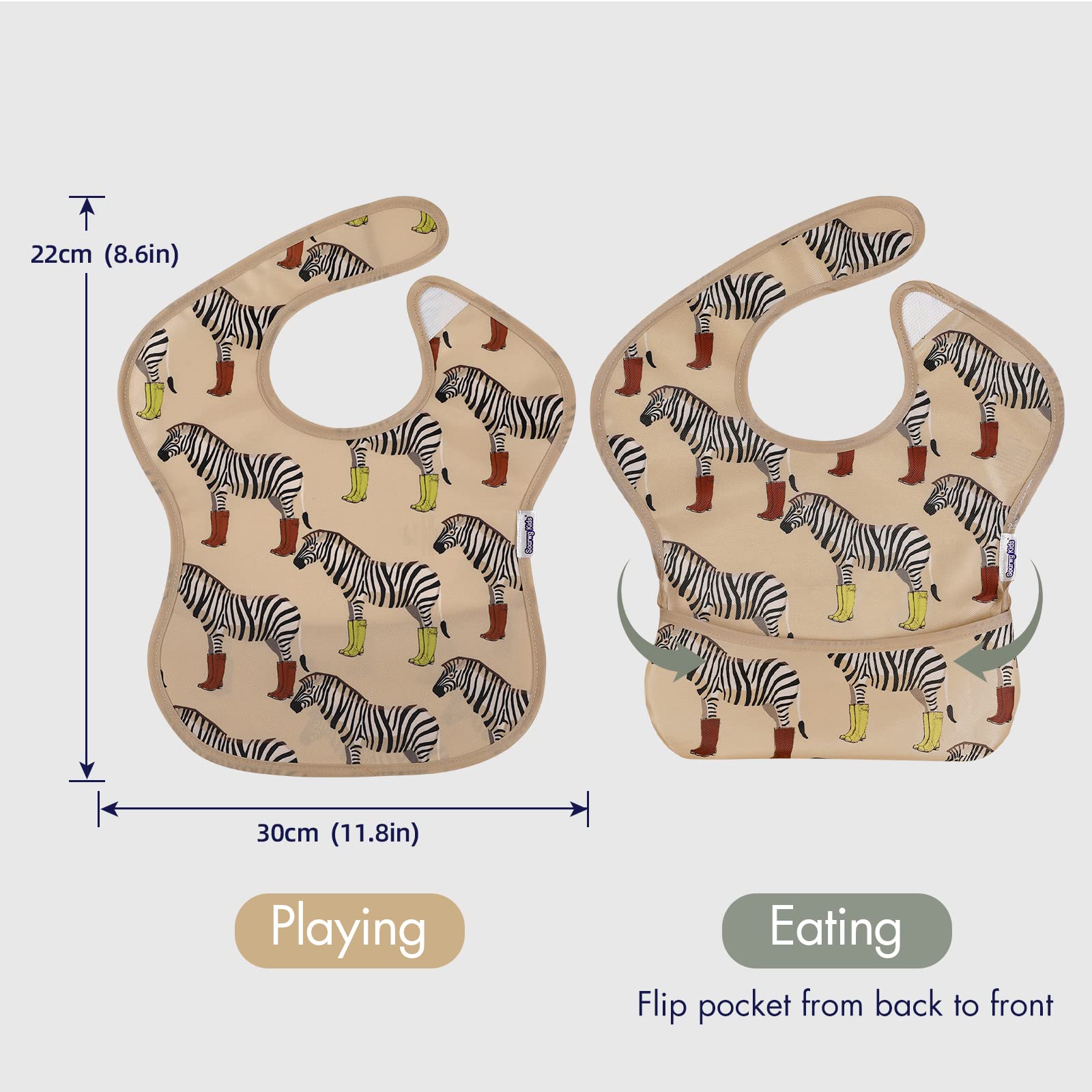 Soarwg Kids bibs adjustable neck close-up showing secure fit.