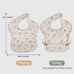 Soarwg Kids bibs with front pocket 3D opening catches spills effectively.