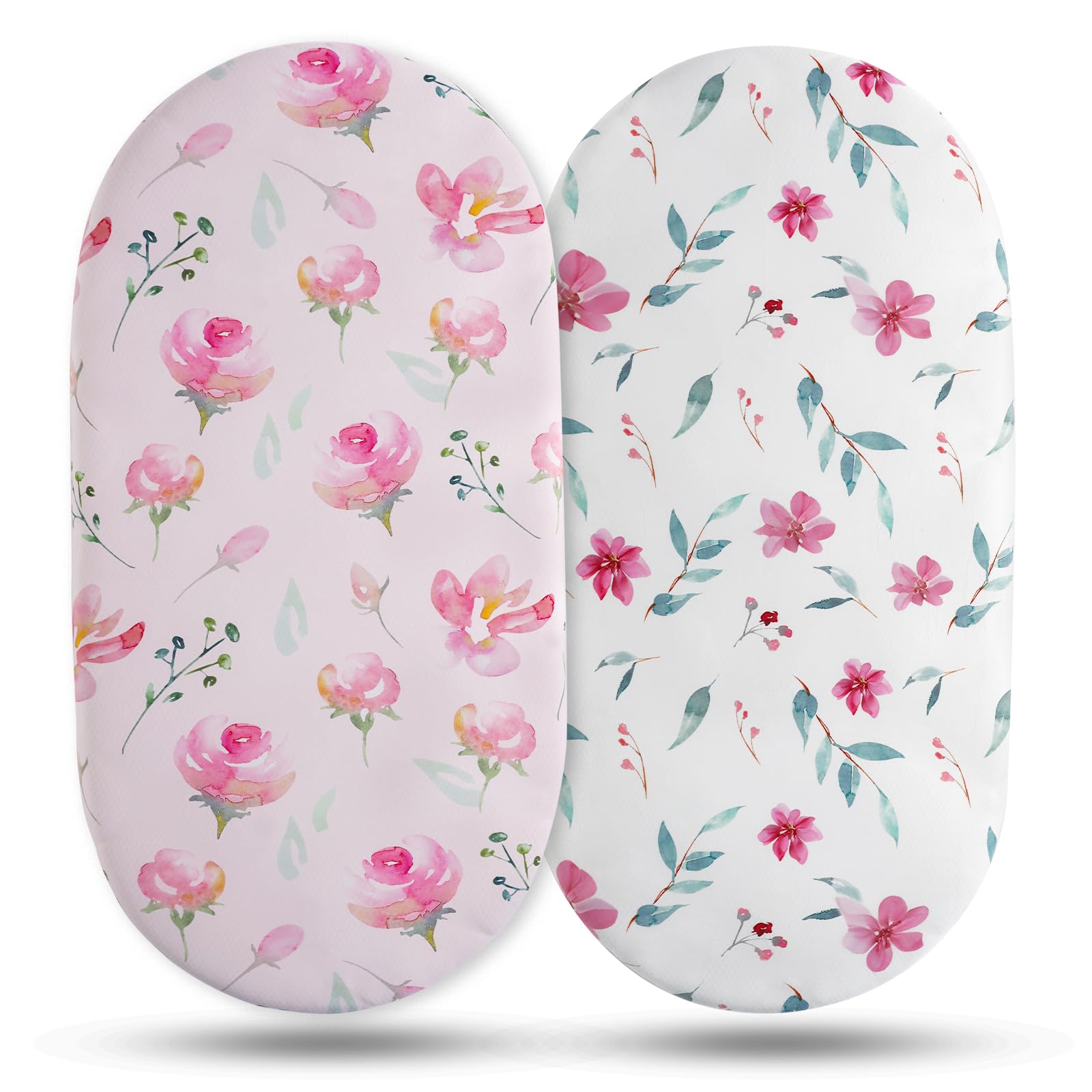 Soarwg Kids bassinet sheets universal fit on rectangle, round, oval, and hourglass mattresses.