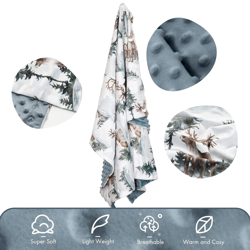 Soarwg Kids nursery blanket features a soft minky back with dimple dots
