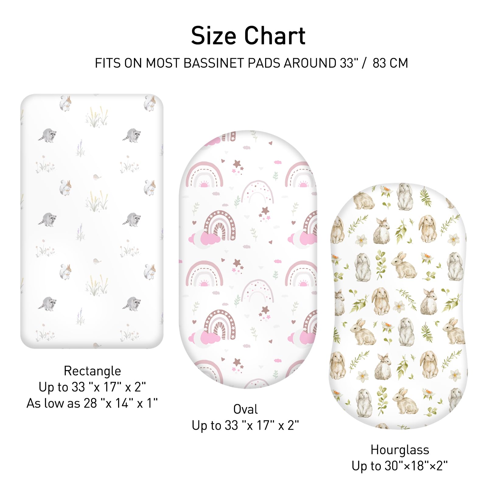 Soarwg Kids universal-fit bassinet sheets with secure elastic at the edge