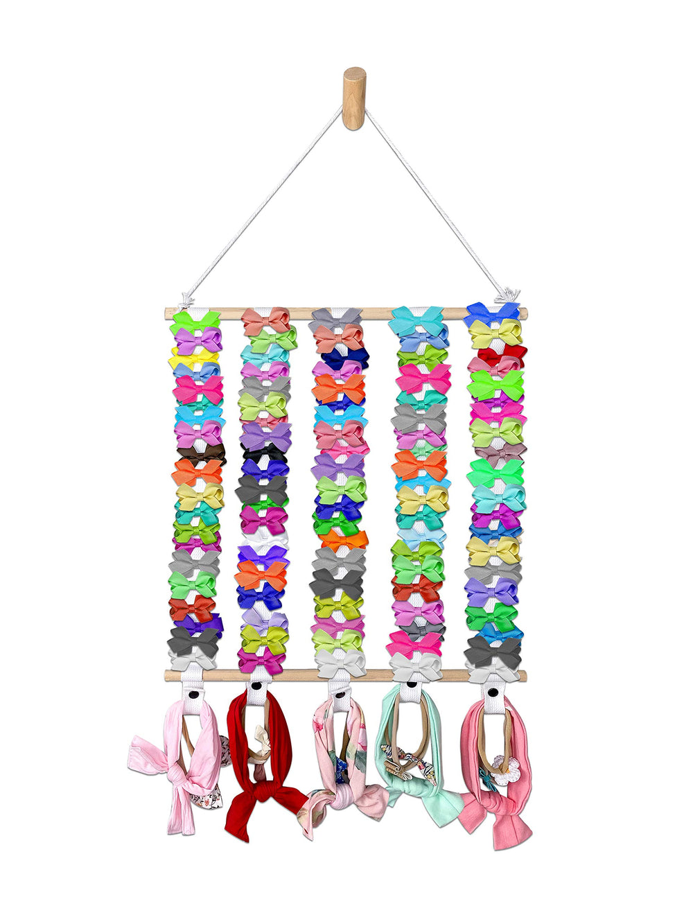 SoCal Buttercup white cotton ribbon detail helps keep clips organized.