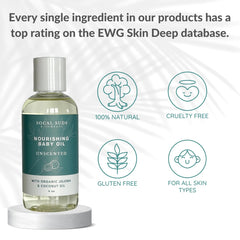 SoCal Suds & Company oil in hand shows quick absorption for baby skin care.