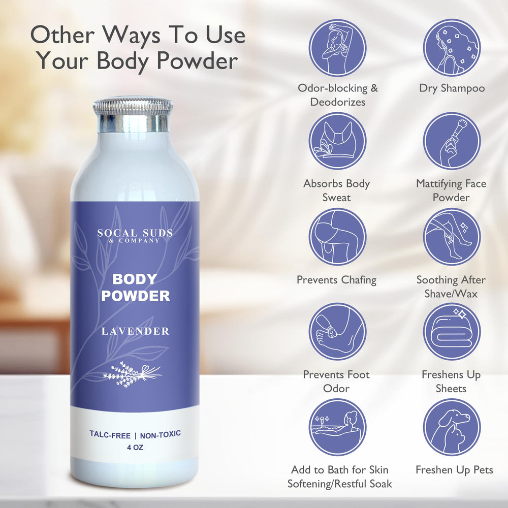 SoCal Suds & Company lavender powder packaging conveys eco-friendly, responsible choices