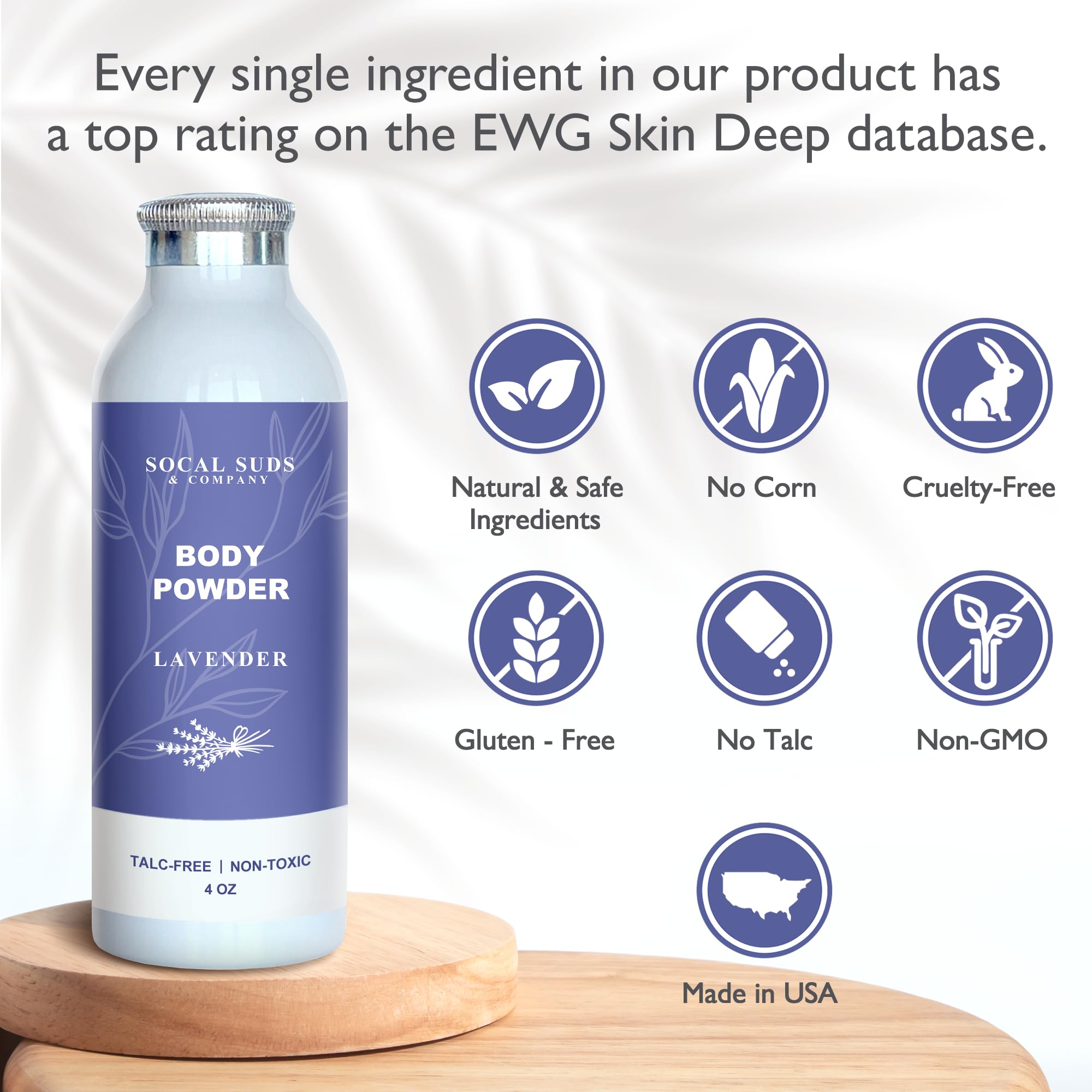 SoCal Suds & Company lavender powder being poured to illustrate natural absorbency
