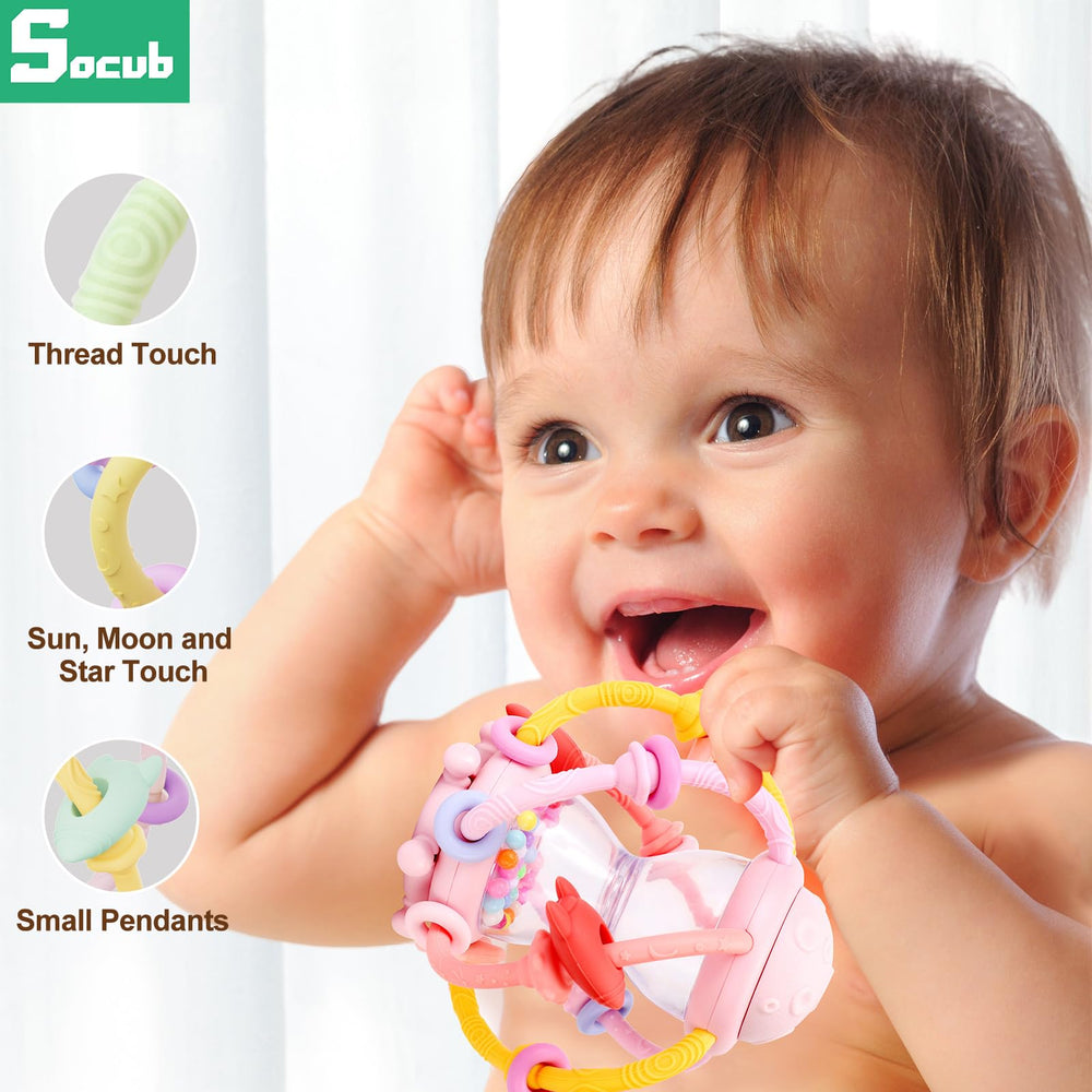 Socub ship-wheel rattle with colorful beads and gentle sounds