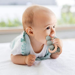 Socub teether soft-texture-closeup shows gentle silicone chew