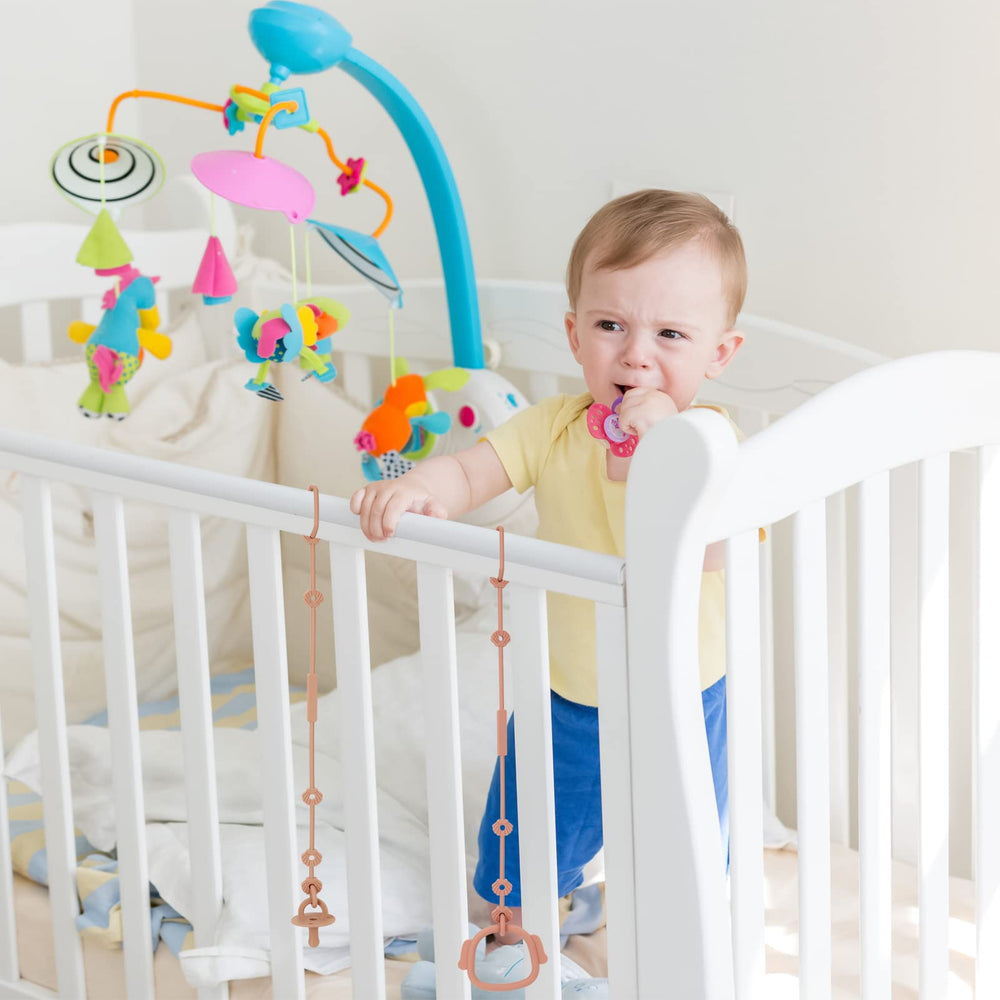 Socub food-grade silicone pacifier clips provide safe, quick access.