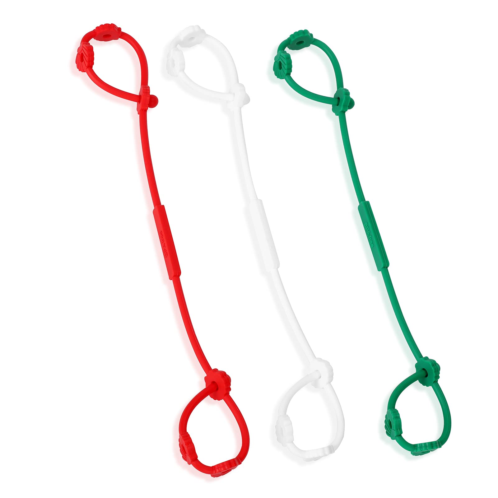 Socub silicone adjustable pacifier teether straps keep pacifiers within reach during meals.