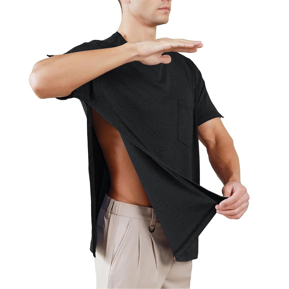 SOEDZUNG post shoulder surgery shirt with front-snap closure for easy access during recovery.