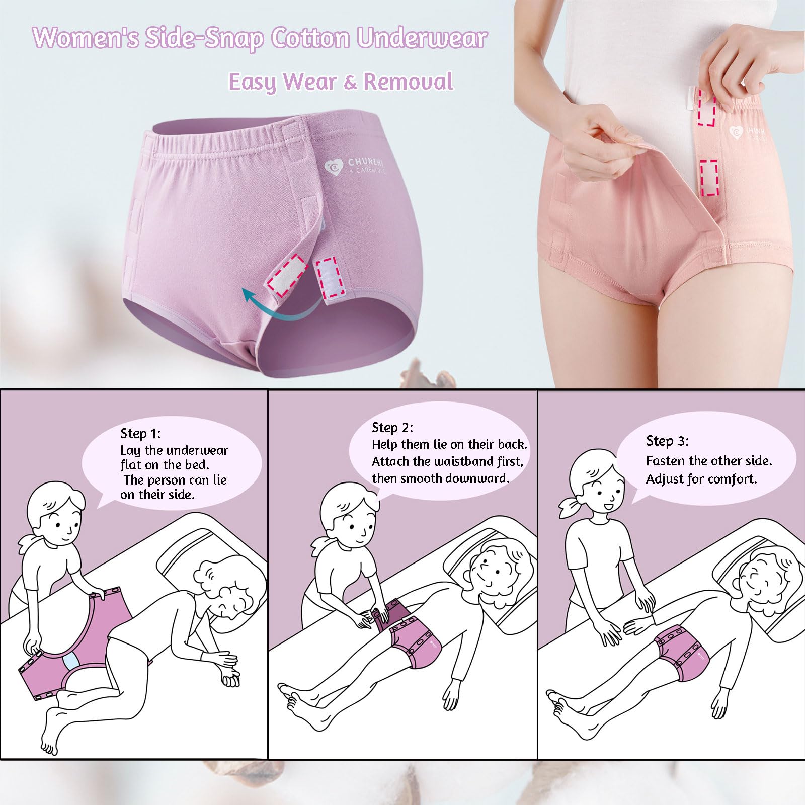 SOEDZUNG reusable underwear supports caregivers during wound care.