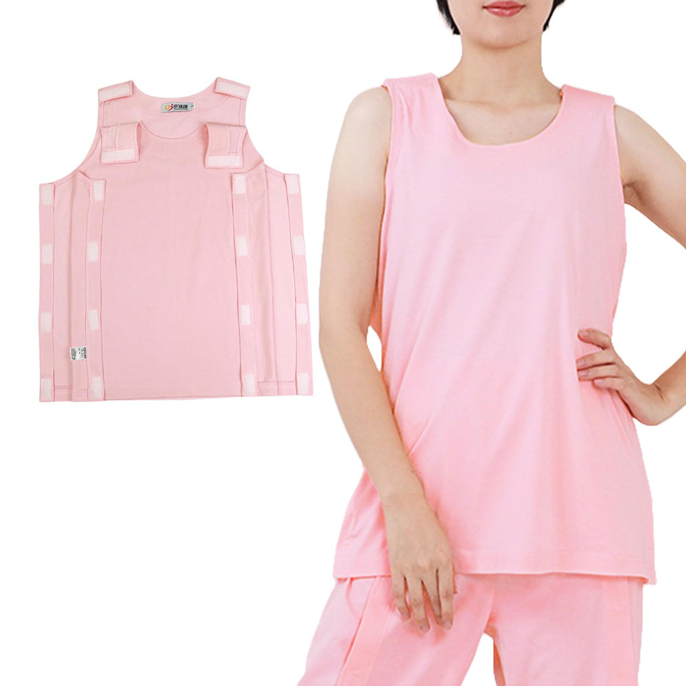 SOEDZUNG sleeveless post-surgery tank pink, front view for easy dressing.