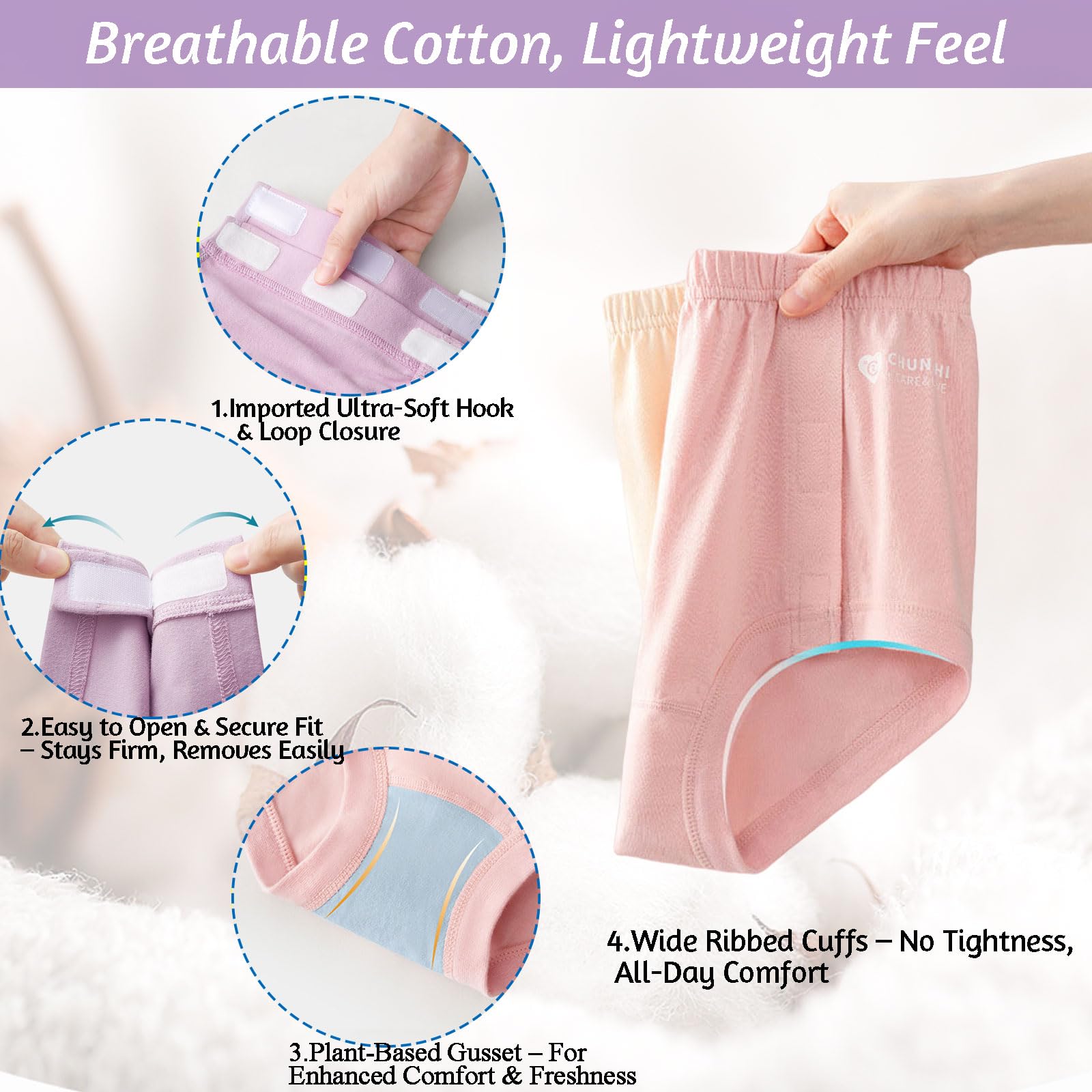 SOEDZUNG stick-on briefs with side closures enable quick access.