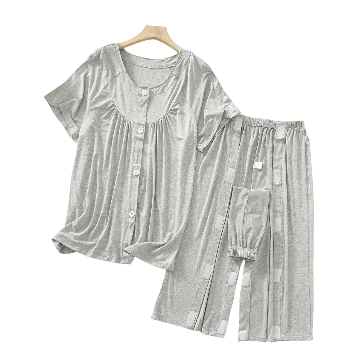 SOEDZUNG Tear Away Outfit beige front view highlighting soft modal comfort.
