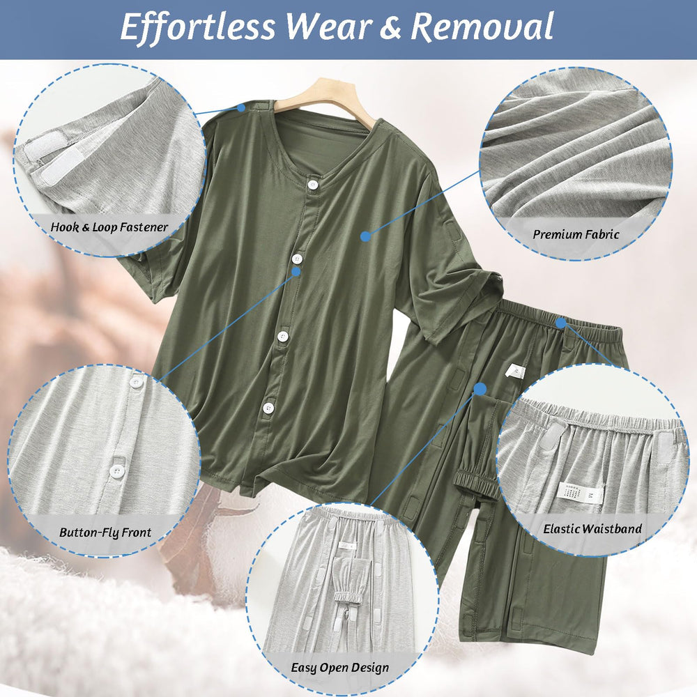 SOEDZUNG Tear Away Outfit suited for in-bed care and home use.
