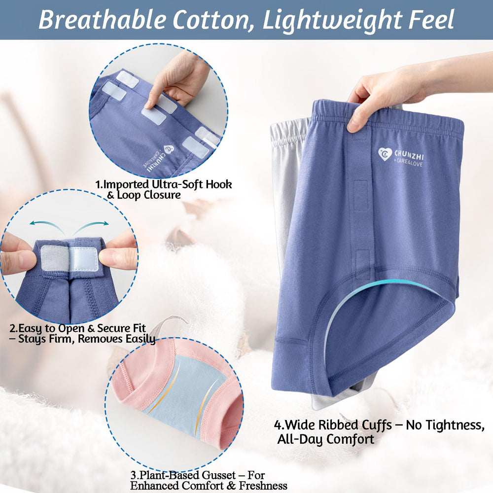 SOEDZUNG tearaway briefs side-closure close-up for quick caregiver changes.