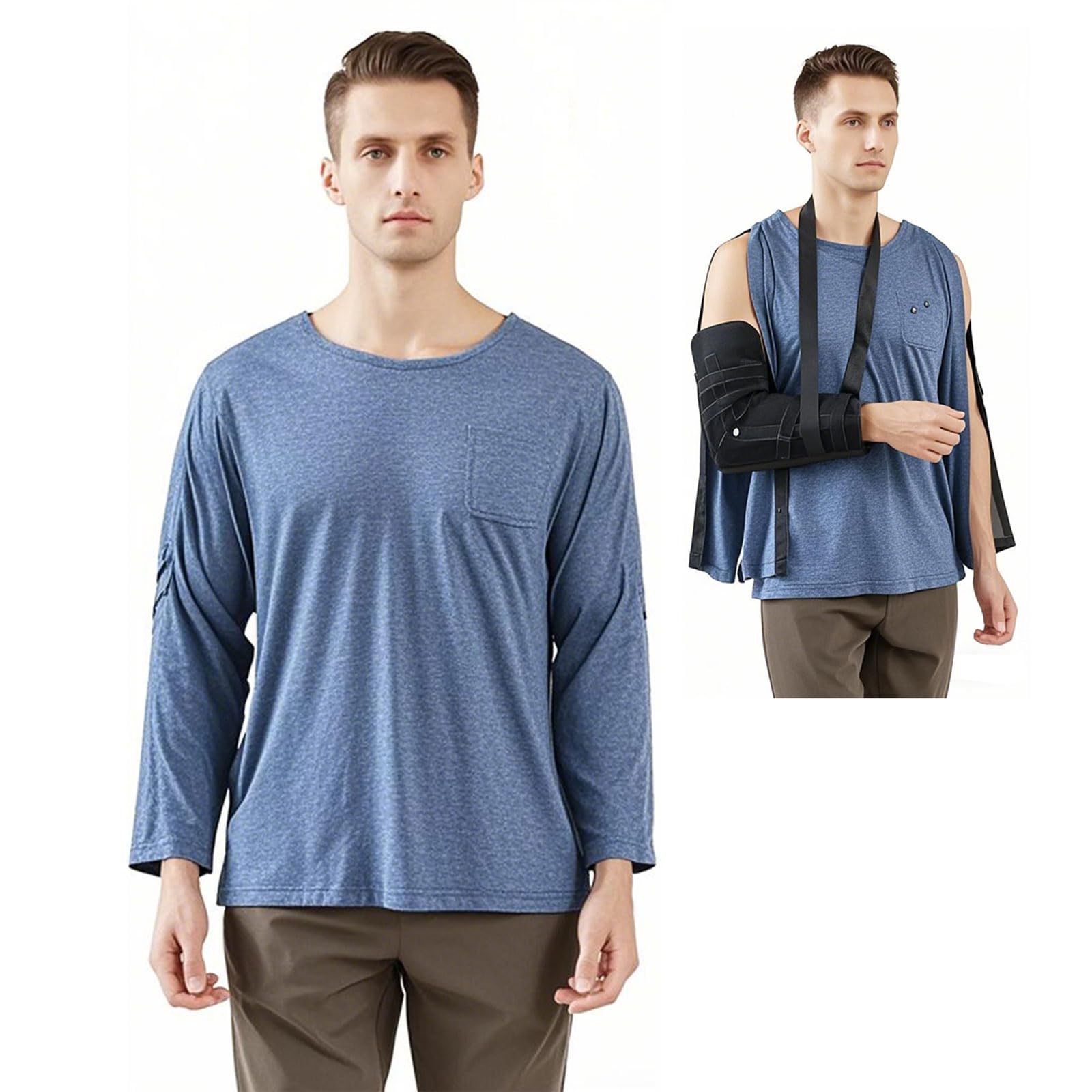 SOEDZUNG unisex post-surgery recovery shirt with side tear-away closures for easy dressing.