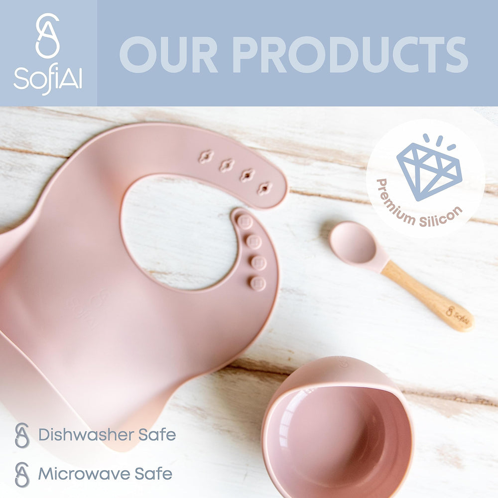 SofiAl beech wood spoon complements silicone components.