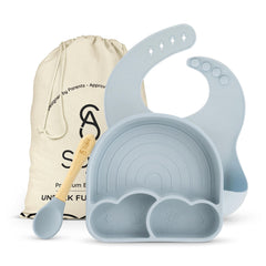 SofiAl all-in-one feeding set with suction plate for mess-free dining.