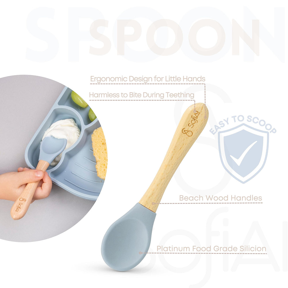 SofiAl beech wood accents complement durable silicone utensils.
