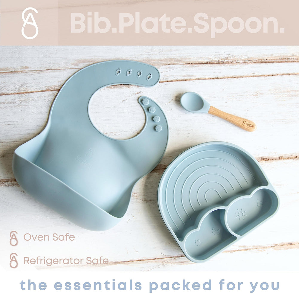 SofiAl suction plate on a tray showcasing spill prevention during meals.